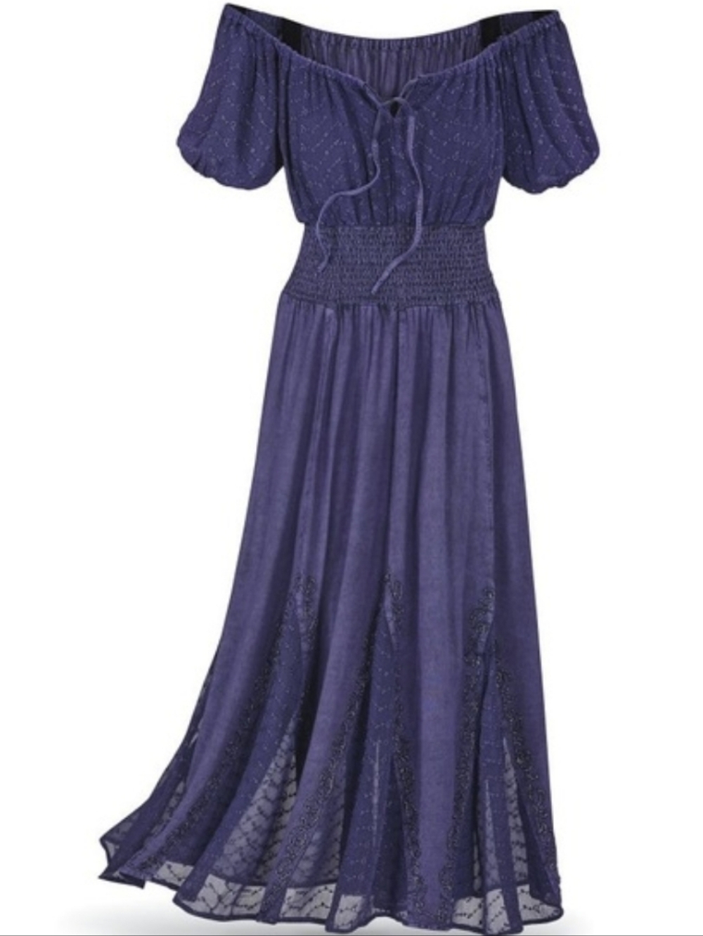 The Pyramid Collection Renaissance Peasant Detailed Dress In Purple Size M